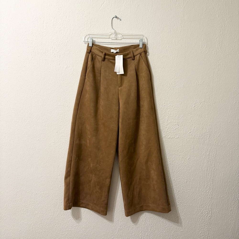 A Loves A NWT Camel Brown Faux Suede Wide-Leg Trousers